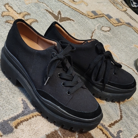 Black Women's Platform Cloth Oxfords - Picture 1 of 10